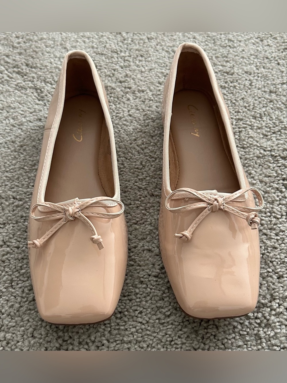 NEW!!Circus by Sam Edelman Bow-Trim Patent-Like Man Made Ballet Flats in Nude